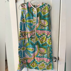 Stain glass look shift dress 1960s multicolored pastels